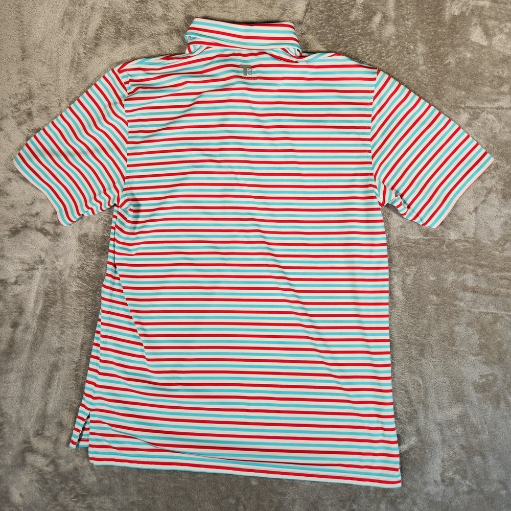 Southern Tide T3 Tide to Trail Polo Shirt Mens Large Red Teal Stripe Golf - Picture 8 of 11